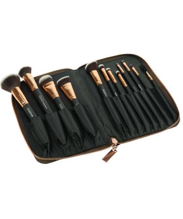 Fantasia make-up brush set 12-part synthetic hair professional brush set makeup high-quality make-up brush set-black in zipper bag