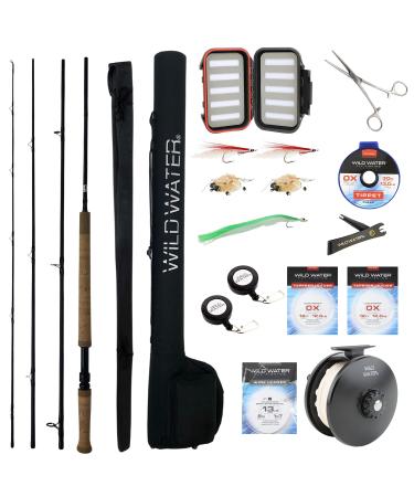 Wild Water Fly Fishing 11 Foot 4-Piece 7-Weight Switch Rod Complete Fly Fishing Rod and Reel Combo Starter Package for Saltwater
