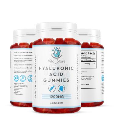 Hyaluronic Acid 1200mg Gummies - 60 Count - (2 Months Supply). High Stregnth Vegan Hyaluronic Acid Supplement - Non-GMO/Gluten Free/Halal - Buy Online on GoSupps.com