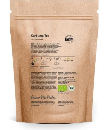  Biotiva Organic turmeric herbal tea 250 g - Premium dried turmeric root - Superfood - Packaged and controlled in Germany. Biotiva - Buy Online on GoSupps.com