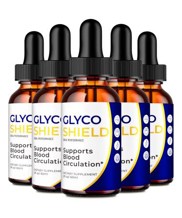 Glyco Shield Drops Glyco Shield Blood Formula Support Supplement Drops - Maximum Strength All Natural Healthy Circulation Stable Levels & Overall Health Advanced GlycoShield Reviews (5 Pack)