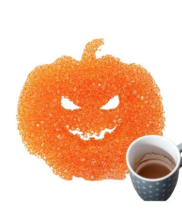 Kitchen Cleaning Sponge - Halloween Pumpkin Shape Scrub Sponge Cleaner | Absorbent Non-Scratch Dish Sponge for Dishes Pots Pans | Multipurpose Kitchen Accessories for Effective Cleaning All at Once Orange Color