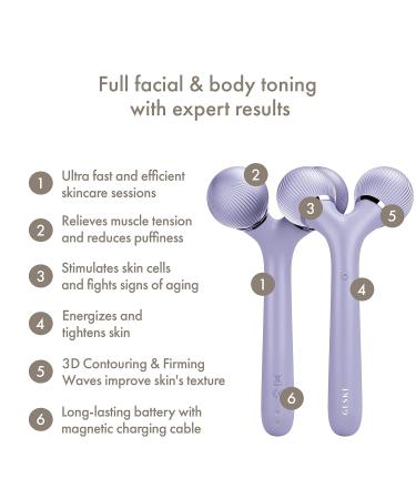 Geske SmartAppGuided 4-in-1 Sonic Facial & Body Roller | Professional Dermaroller Device for Face & Body | Enhance Your Skin Care Routine | Purple Design - Buy Online on GoSupps.com