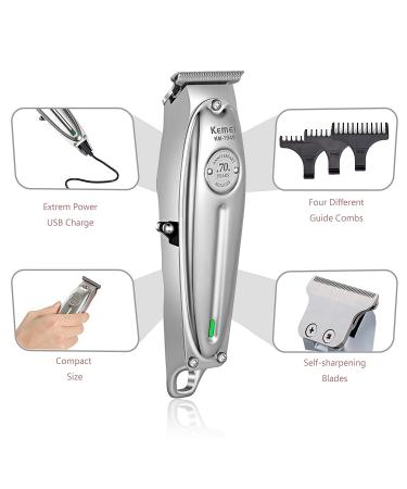 Kemei Professional Beard & Hair Trimmer - Cordless Rechargeable 0mm Bald Blade Clippers for Men - Buy Online on GoSupps.com
