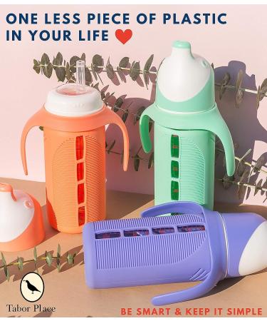 Set of 2 Glass Sippy Cups for Toddlers - The Luca | Mint Green & Indigo Purple | 8oz Spill-Proof Straw Cup | Silicone Straw | BPA-Free - Buy Online on GoSupps.com