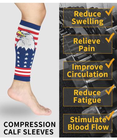 Buenwaz Patriotic Calf Compression Sleeve for Men - Eagle Design, 20-30mmHg Support for Varicose Veins, Shin Splints, and Leg Pain - Size L/XL - Buy Online on GoSupps.com