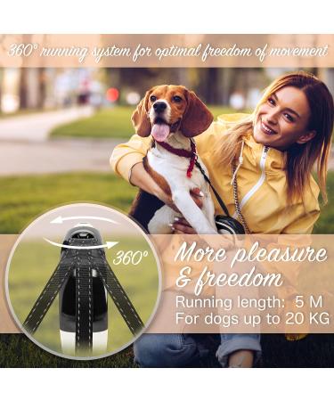 Buy Bluzelle 5m Roller Leash with Reflector Strips for Small Dogs | Ergonomic One-Hand Brake 360 Carabiner Hook Nylon Belt - Ideal for Dogs up to 20kg - Buy Online on GoSupps.com