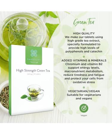 Healthspan High Strength Green Tea Tablets - Chromium & Vitamin B2 - Vegan - Support Normal Blood Glucose & Cell Protection - Buy Online on GoSupps.com