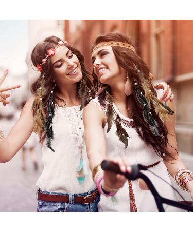 Handmade Boho Feather Hair Clips - 3 Piece Set for Women & Girls | Hippie Headband Headdress with Clip Comb | Stylish Hair Extensions & Accessories - Buy Online on GoSupps.com