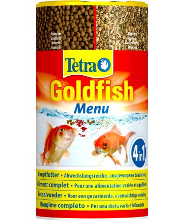 Tetra Goldfish Menu - 4in1 Fish feed mix with crisps flakes granulate and daphnia for all goldfish and other cold water fish 250 ml can menu 62 g (1 Pack) - Buy Online on GoSupps.com