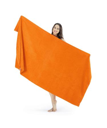 NINE WEST Oversized Luxury Terry Bath Sheet, Soft & Plush 40x80 Inch Extra Large Jumbo Bath Towels, 100% Turkish Cotton (Orange)