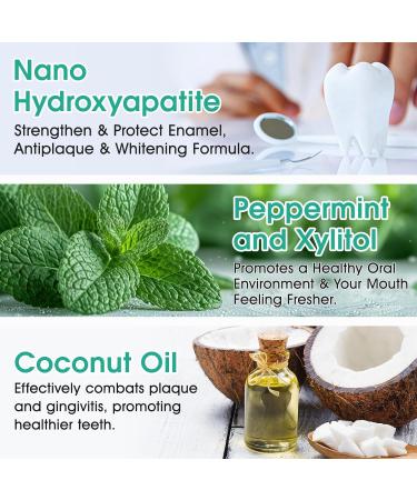 150pcs Chewable Toothpaste Tablets | Whitening Antiplaque Nano Hydroxyapatite | Fluoride Free Natural Peppermint | Sensitive Teeth Enamel Protection Fresh Breath - Glass Jar - Buy Online on GoSupps.com