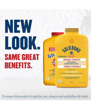 Gold Bond Original Strength Medicated Body Powder 283g Bottle Moisture Absorbing Cooling Powder Offers Temporary Itch Relief and Pain Relief from Minor Burns and Sunburns Bug Bites and More - Buy Online on GoSupps.com