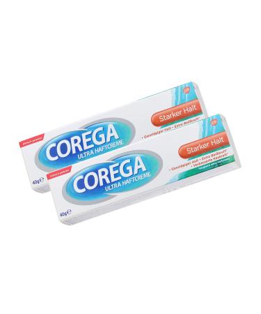 2x Corega Ultra Adhesive Cream 3D Hold Strong Hold 40g All-round protection