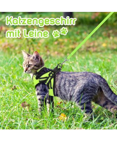 Aokcats Adjustable Soft Reflective Cat Harness Set with Leash & Dishes - Leak-Proof Design for Kittens & Rabbits - Light Green - Buy Online on GoSupps.com