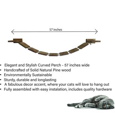 Cat Bridge Hanging Hammock & Shelves Set - Sturdy Wall Mounted Cat Furniture 56.7 - Natural Pine Rope Bridge for Large Cats - Easy Install - Buy Online on GoSupps.com