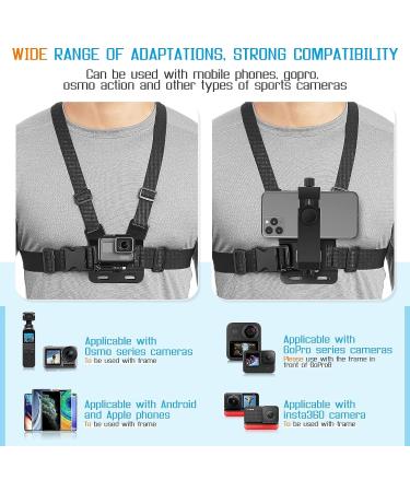 Mobile Phone Chest Strap Mount for VLOG/POV with GoPro & Action Cameras | iPhone 13 12 11 Pro Max Samsung | Adjustable Holder for Cell Phones 4-7in - Buy Online on GoSupps.com