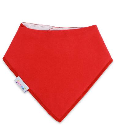 Dotty Fish Baby Bandana Bibs. Drool Bibs. Super Absorbent Teething Bibs for Girls Boys Unisex. Organic Cotton Bibs. One Size Red