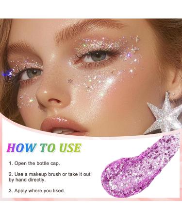 Ceboic 6 Colors Glitter Face Glitter Liquid Gel for Makeup Festival Eyeshadow Lip Nail Halloween - Buy Online on GoSupps.com