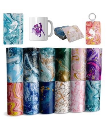 Infusible Transfer Ink Sheets-Watercolor Marble Sublimation Paper Transfer Paper for DIY Key Chain T-Shirts 12 pcs/Set  12x4.5 - Buy Online on GoSupps.com