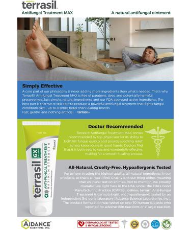 Terrasil Antifungal Treatment Max 50gm - Fast Healing Clotrimazole Ointment for Jock Itch & Yeast - Natural & Soothing - OTC-Registered - 6X Faster Results - Buy Online on GoSupps.com