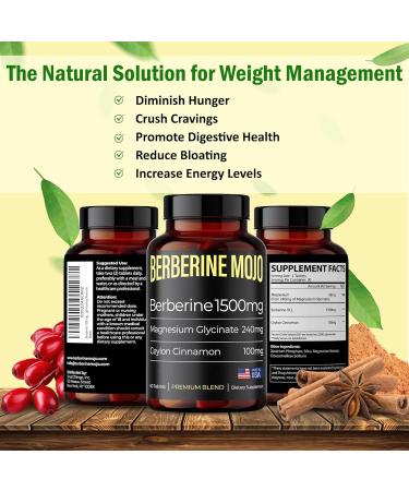 Berberine Supplement 1500mg with Magnesium Glycinate & Ceylon Cinnamon - Gut Health & Weight Management - 60 Tablets - Buy Online on GoSupps.com