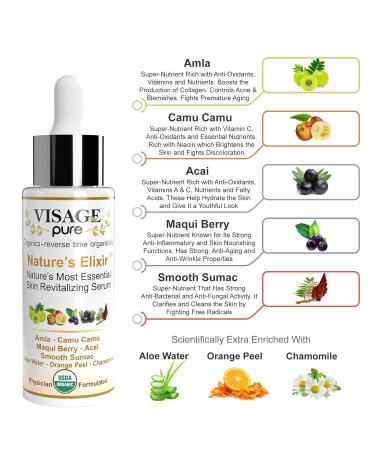 Nature's Elixir Skin Revitalizing Face Serum | USDA Organic | Brightens Clarifies & Nourishes Skin | Physician Formulated - Buy Online on GoSupps.com