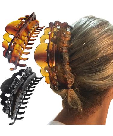 ACCGLORY Ex-Large Plastic Hair Claw Clips for Women Big Hair Clips for Long Thick Hair Updo Strong Holding Jaw Clamps Jumbo Hair Clip