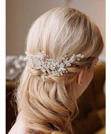 AW BRIDAL Rhinestone Wedding Hair Comb - Bridal Hair Accessories for Brides - Silver/Gold Hair Clip for Wedding and Flower Girl - Buy Online on GoSupps.com