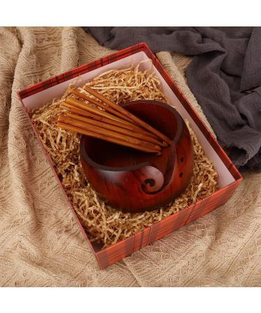 DIRBUY Wooden Yarn Bowl with Bamboo Crochet Hooks - Crochet Gift Set for Mom, Grandma, Girlfriend - 12PCS Brown - Buy Online on GoSupps.com