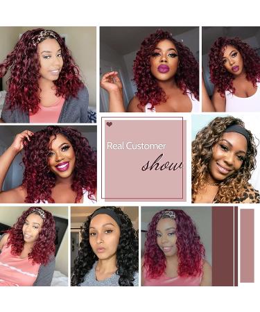 Lulu Haireate Red Curly Headband Wig for Black Women - High Density Synthetic Glueless Wig for Daily Wear - Buy Online on GoSupps.com