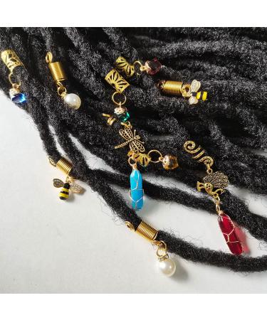 10 Pcs Handmade Crystal Wire Wrapped Dreadlock Jewelry Accessories for Women - Hair Tube Beads, Cuffs, Pendants | F-10pcs - Buy Online on GoSupps.com