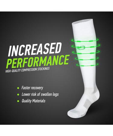 CFA V1 Compression Socks for Men & Women | Ideal for Running Gym & Recovery | Sustainable Danish Design | 2 Pairs - Weiß - Buy Online on GoSupps.com