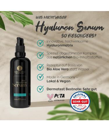 Buy Bio Hyaluron Serum 100ml High-Dosed Anti-Aging Concentrate with Vitamin E & B5 | 7-Fold Hyaluronic Acid | 100% Vegan & Organic | Natural Cosmetics Made in Germany - Buy Online on GoSupps.com