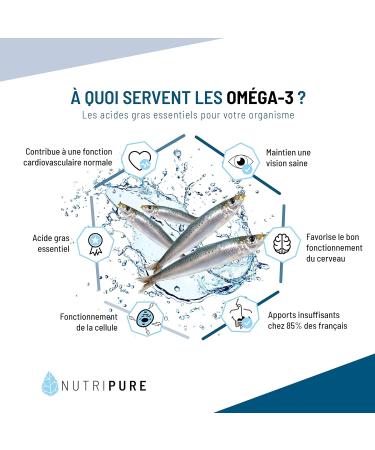 Omega 3 3000mg Defense Food Supplement Labeled Fish Oil High Concentration of EPA and DHA Highly Bioavailable 90 Capsules 1 Month Treatment Made in France Nutripure - Buy Online on GoSupps.com