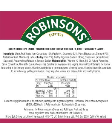 Robinsons Fruit and Barley Summer Fruits 1L - Refreshing Drink for Hot Days - Buy Online on GoSupps.com
