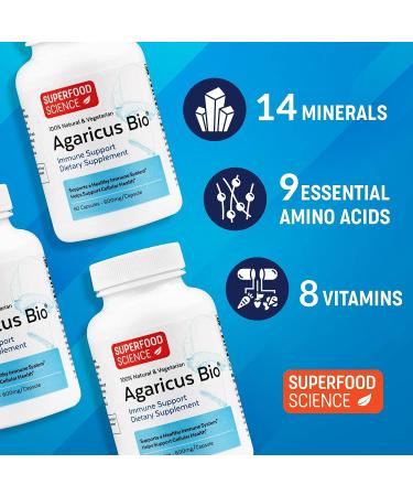 Organic Agaricus Bio Immune Support Supplement - 600mg High Beta Glucan Mushroom Capsules - 60ct - Buy Online on GoSupps.com