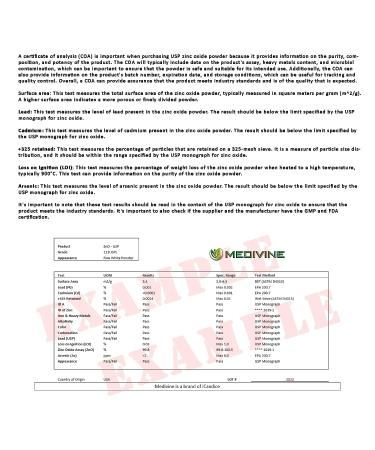 Medivine Zinc Oxide Powder Non-Nano USP Grade 3 oz (85g) - Buy Online on GoSupps.com