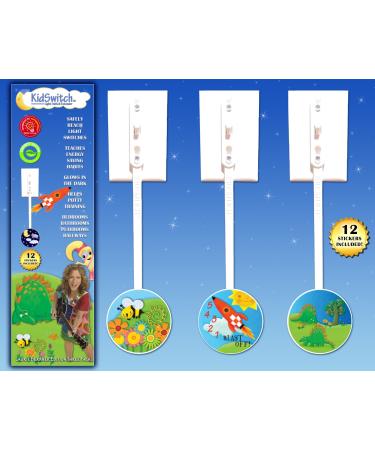KidSwitch Lightswitch Extension for Toddlers - Laurie Berkner Edition - 3 Count - Includes 12 Themed Art Decals - Multi-Award Winning!
