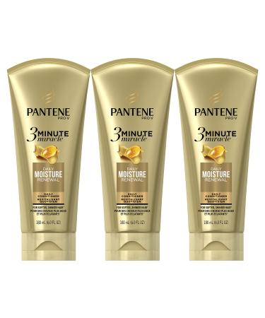 Pantene Conditioner Pro-V Daily Moisture Renewal for Dry Hair 3 Minute Miracle 6 Fl Oz (Pack of 3)