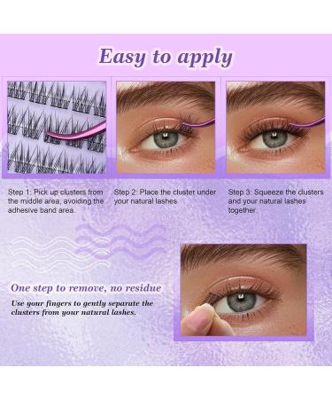 LZM Self Adhesive Eyelashes Pre-glued Eyelashes Cluster Lashes Kit with Lash Tweezers No Glue Needed Natural Self Adhesive Lashes(C9) - Buy Online on GoSupps.com