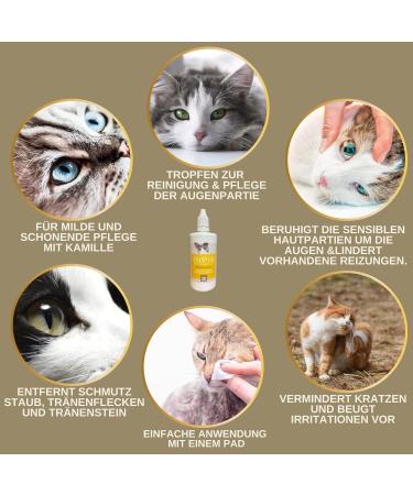 Eye Drops for Cats | Tear Stain Remover & Eye Care - 100ml Chamomile Formula for Clean Healthy Eyes - Buy Online on GoSupps.com