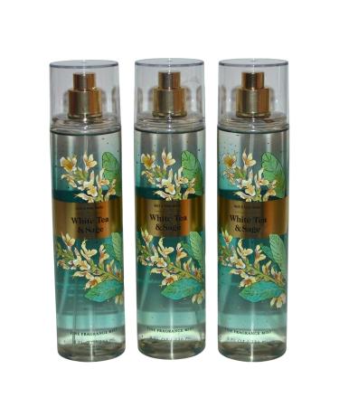 Bath & Body Works Fragrance Mist 3-Pack 8oz Each (White Tea and Sage)