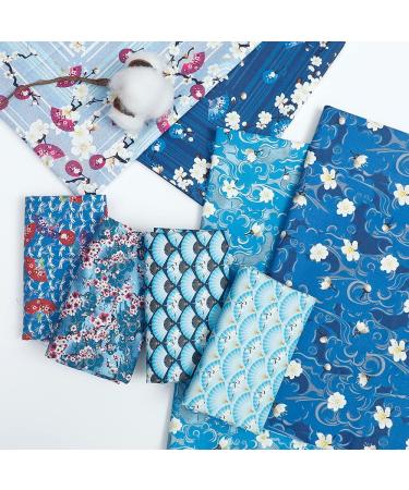 CEYOU Zyoug 8pcs 18 x 22 inches (45 x 55 cm) 100 Cotton Fabric  Precut Fat Quarter Fabric Bundles with Multi-Color and Different Pattern for Quilting Patchwork  DIY Craft(Blue Asian Pattern) A15 - Buy Online on GoSupps.com