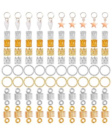 Jinlaili Hair Braid Rings 90 Pieces Braids Decorations Pendant Hair Accessories Dreadlocks Beads Adjustable Metal Cuffs Aluminum Dread Locks Hair Jewelry Rings Clips Jewelry Braiding Clips