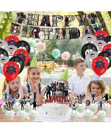 32pcs Skibidi Toilet Birthday Party Decorations Supplies wopin-Skibidi Toilet Theme Party Accessories Include Skibidi Toilet Cake Topper Cupcake Toppers Banner Balloons - Buy Online on GoSupps.com