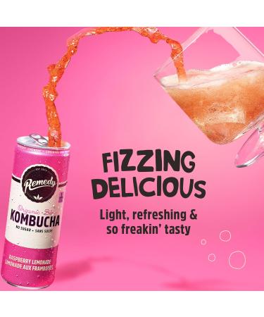Remedy Kombucha Sugar-Free Organic Drink Sparkling Low Calorie Gut Health Beverage - Raspberry Lemonade - 355 mL Can 24-Pack Raspberry Lemonade 355ml (Pack of 24) - Buy Online on GoSupps.com