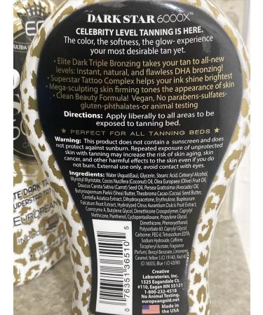 European Gold Dark Star 6000X Ultra Dark Tanning Lotion 12oz | Elite Triple Bronze Formula for Deep Tan | International Shipping Available - Buy Online on GoSupps.com