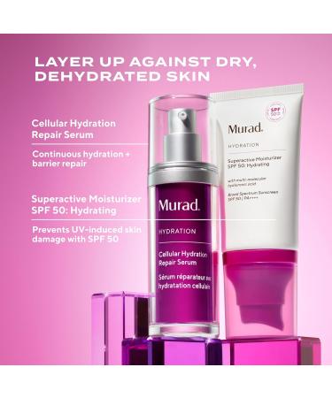 Murad Superactive Hydrating Moisturizer SPF 50 - Dewy Hydration Facial Suncreen Supercharged with Hyaluronic Acid For Plump and Bouncy Skin - 1.7FL Oz - Buy Online on GoSupps.com
