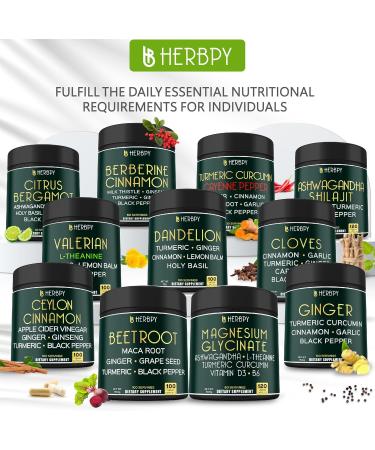 Herbpy 7in1 Premium Berberine and Ceylon Cinnamon for Weight Management Digestion Heart Health & Immune Support - with Ginseng Turmeric Ginger Milk Thistle & Black Pepper - 120 Vegan Capsules - Buy Online on GoSupps.com